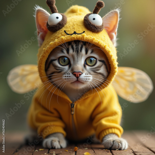 cat dressed like a bee