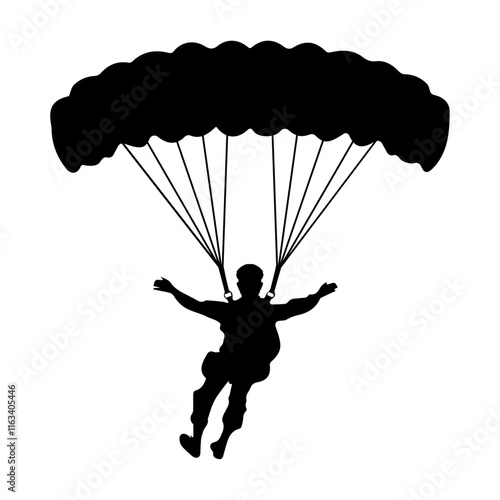 silhouette of a person with parachute flying jump vector