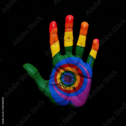 A vibrant rainbow thumbprint symbolizes diversity unity and equality against racism  LGBT discrimination photo