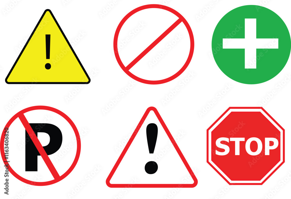 Common Traffic and Road Safety Signs, sign warning. Common Traffic and Road Safety Signs, sign warning.