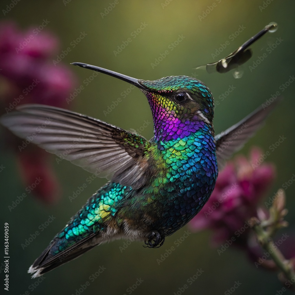 Obraz premium Photograph the iridescence of a hummingbird’s feathers.