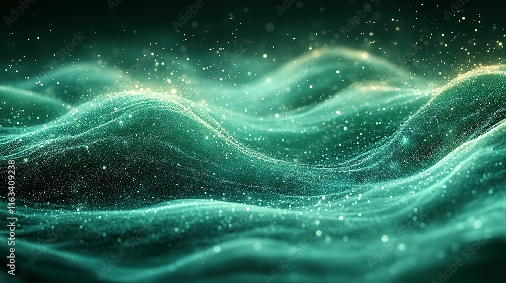 Abstract Teal Wave Particle Background Design Abstract Teal Wave Particle Background Design
