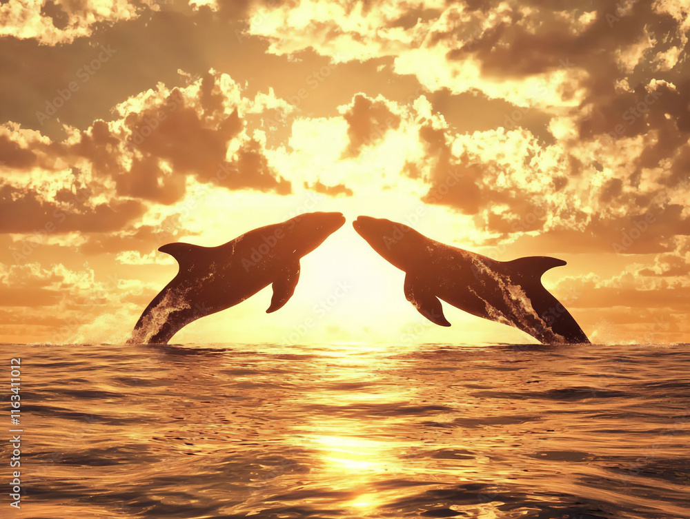 Fototapeta premium valentine's day love whales