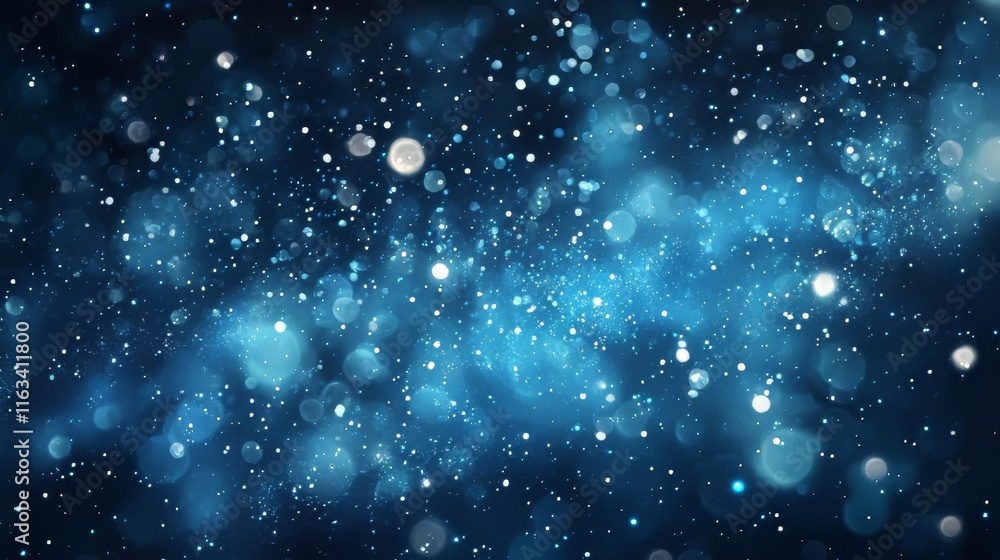 Obraz premium Abstract Blue Bokeh Lights, Glitter, Sparkle, Background, Texture, Shimmer, Glow, Defocused, Soft Focus, Dreamy