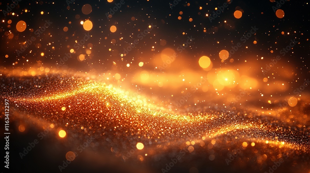 Fototapeta premium Golden Glitter Abstract Background With Sparkling Lights