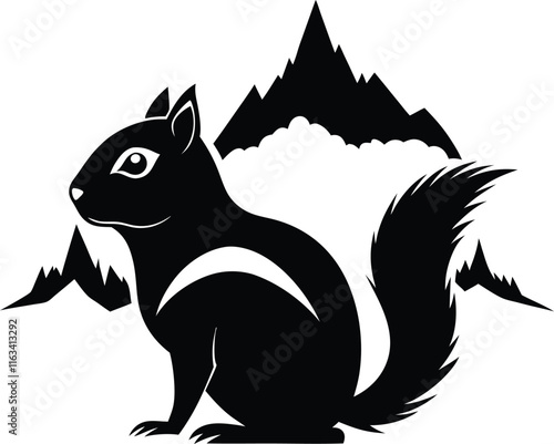  antelope ground squirrel animal in mountain black color silhouette vector