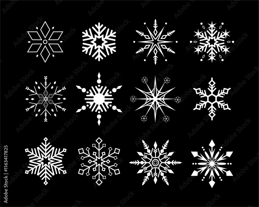 set of snowflakes set of snowflakes