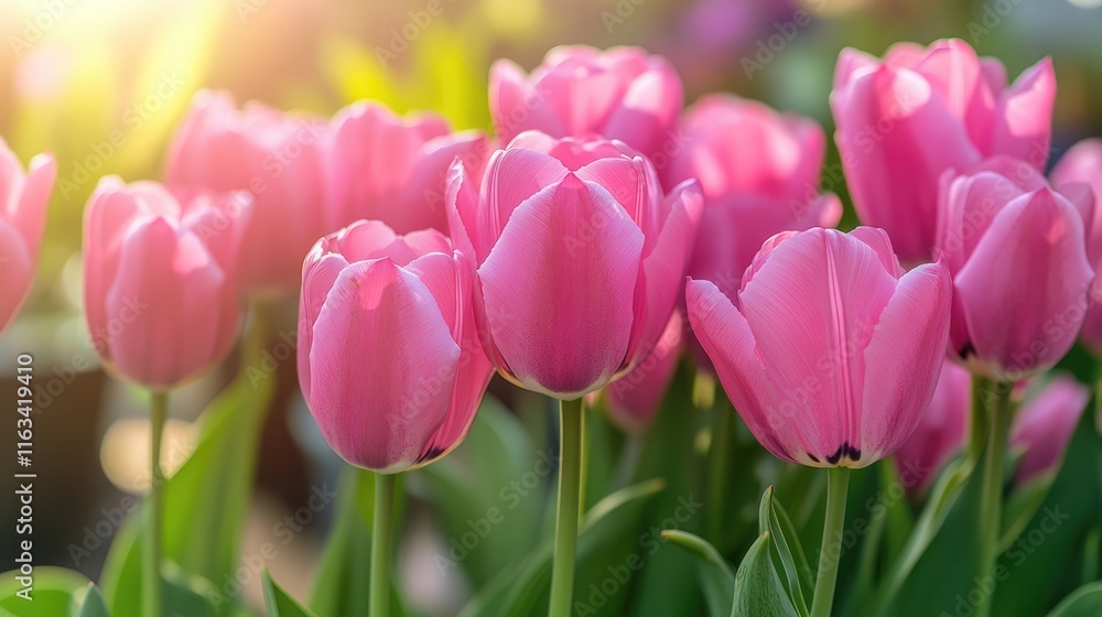Fototapeta premium Pink Tulips in the Sunshine