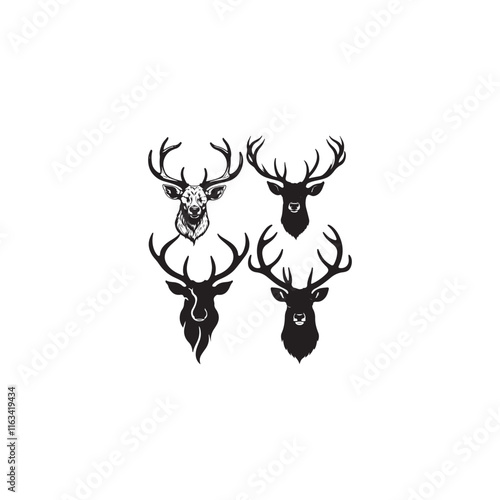 create a Deer antlers silhouette vector icon desing with a white background