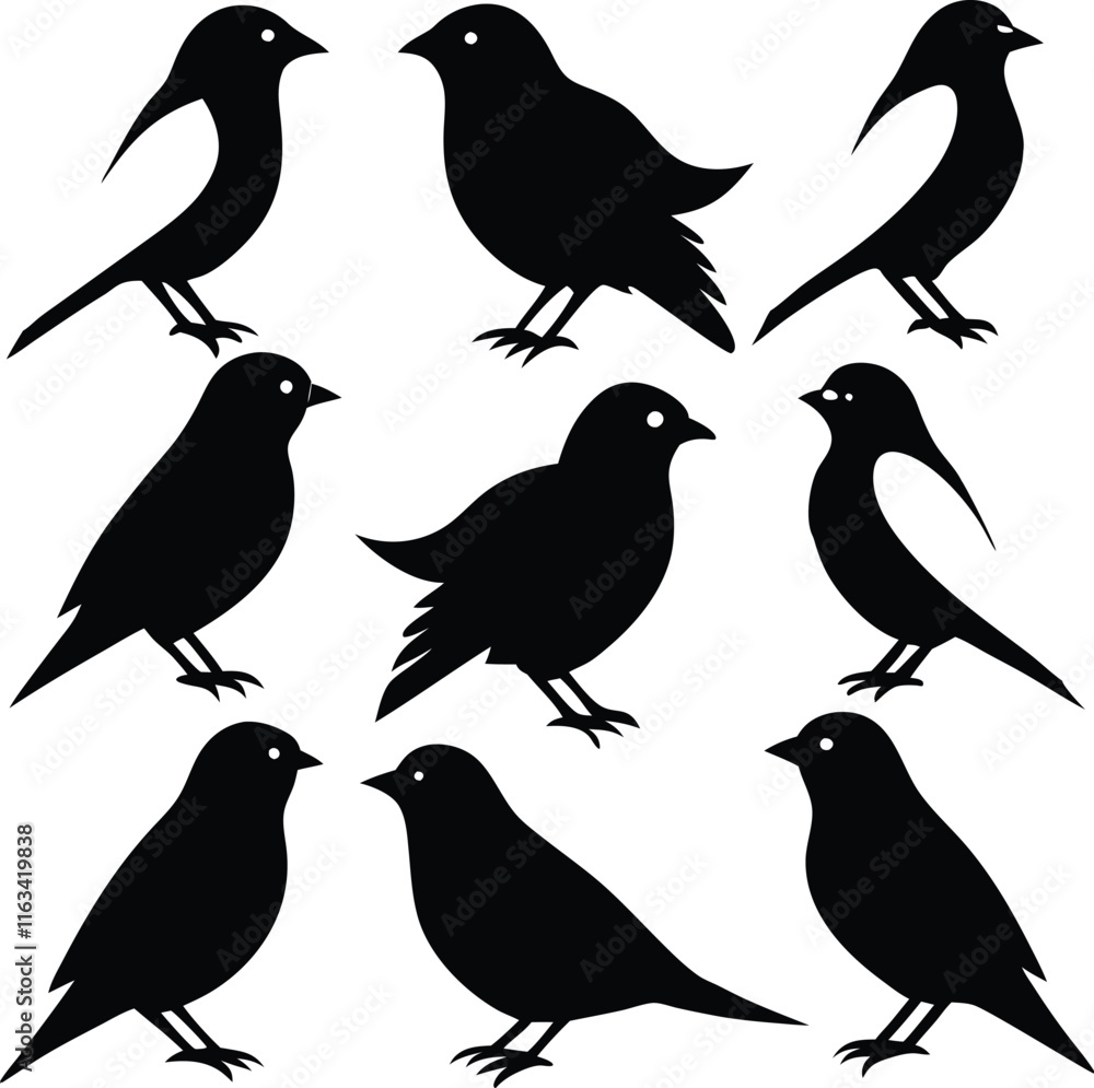 Fototapeta premium set consistent canary yellow black color silhouette vector