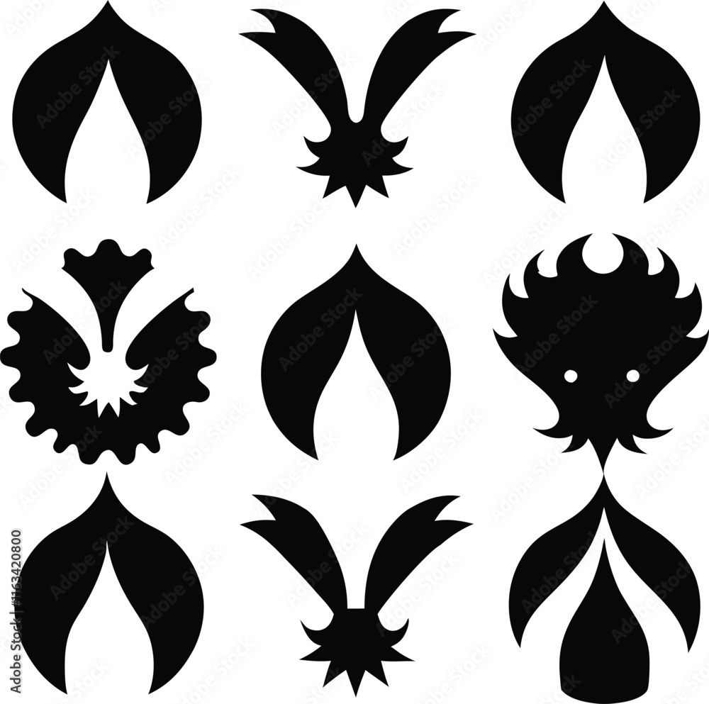 Naklejka premium set consistent crimson red black color silhouette vector 