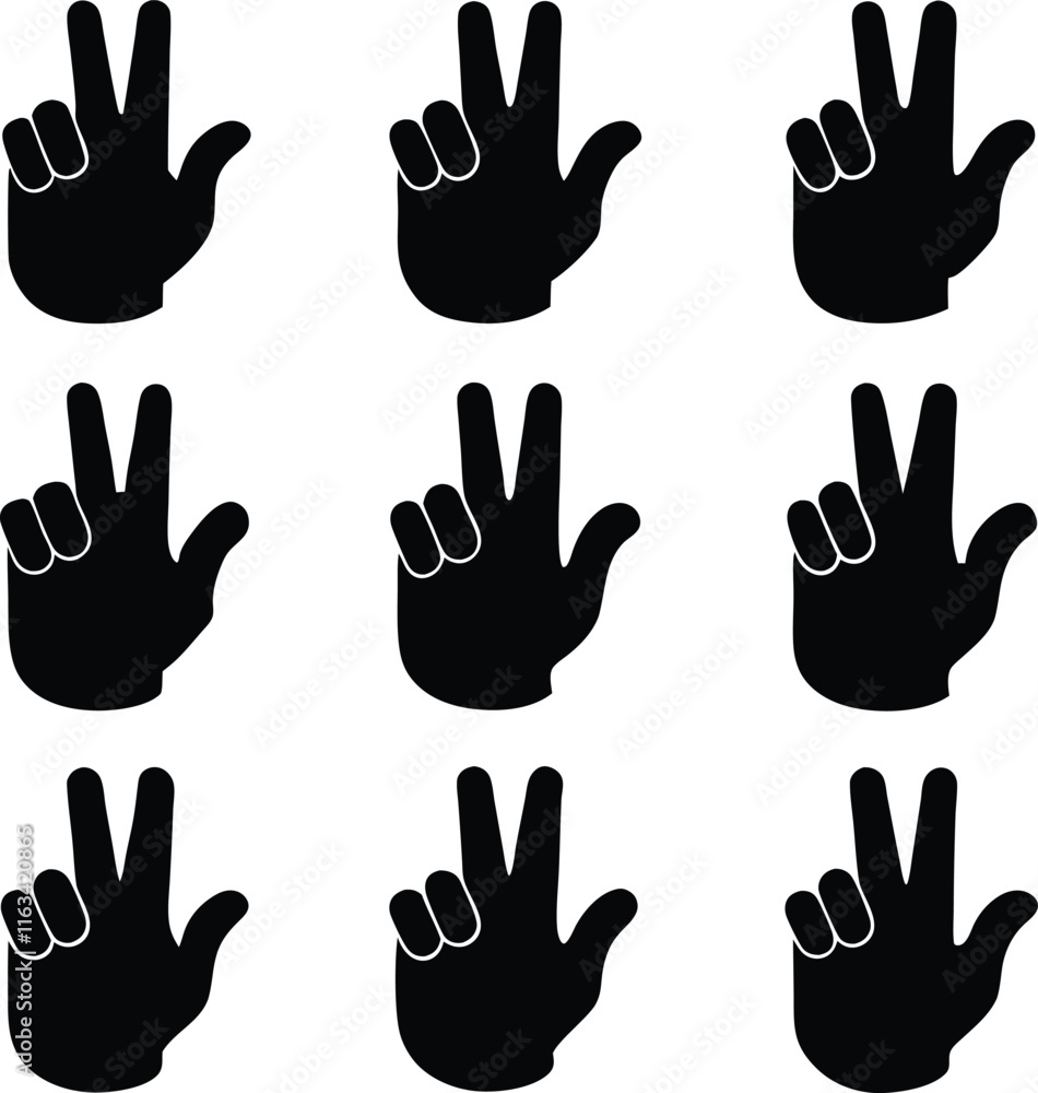 Obraz premium set consistent crossing fingers black color vector 
