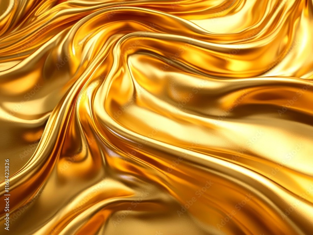 Fototapeta premium Luxurious Gold Texture Background: Shiny, Smooth, Metallic, Elegant, Abstract, Soft, Cloth, Fabric, Waves, Ripples