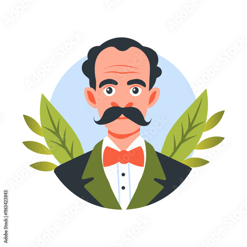 A flat illustration of mexican cuban poet 