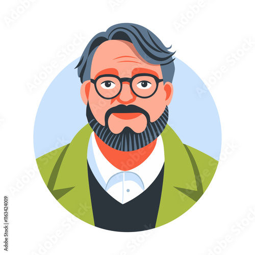 Mexican filmmaker character illustration in flat style 