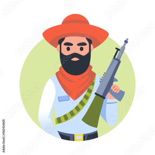 Gunslinger character illustration in flat style 