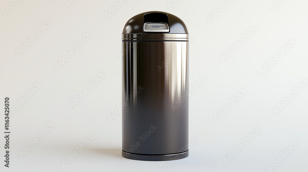 Sleek black trash can on a white isolated background. Sleek black trash can on a white isolated background.