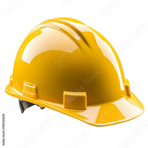 Yellow hard hat with a black visor.