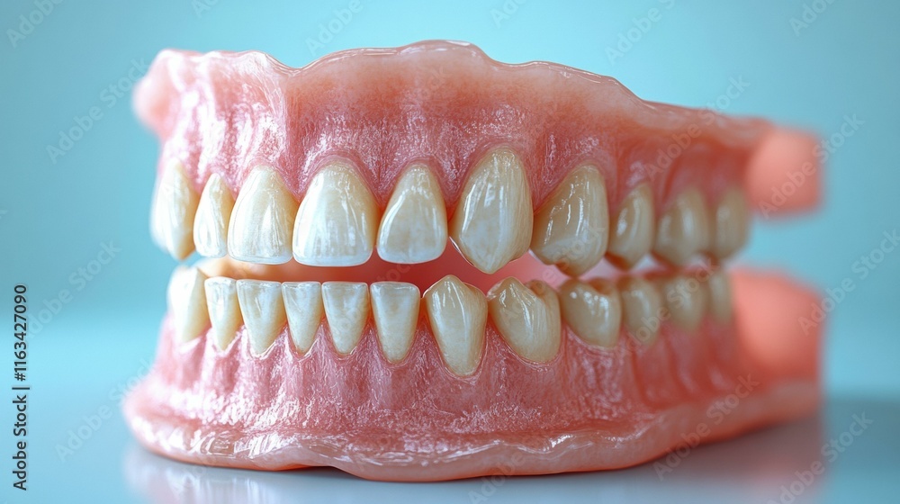 Obraz premium Close-up of a detailed model of human teeth. AI.