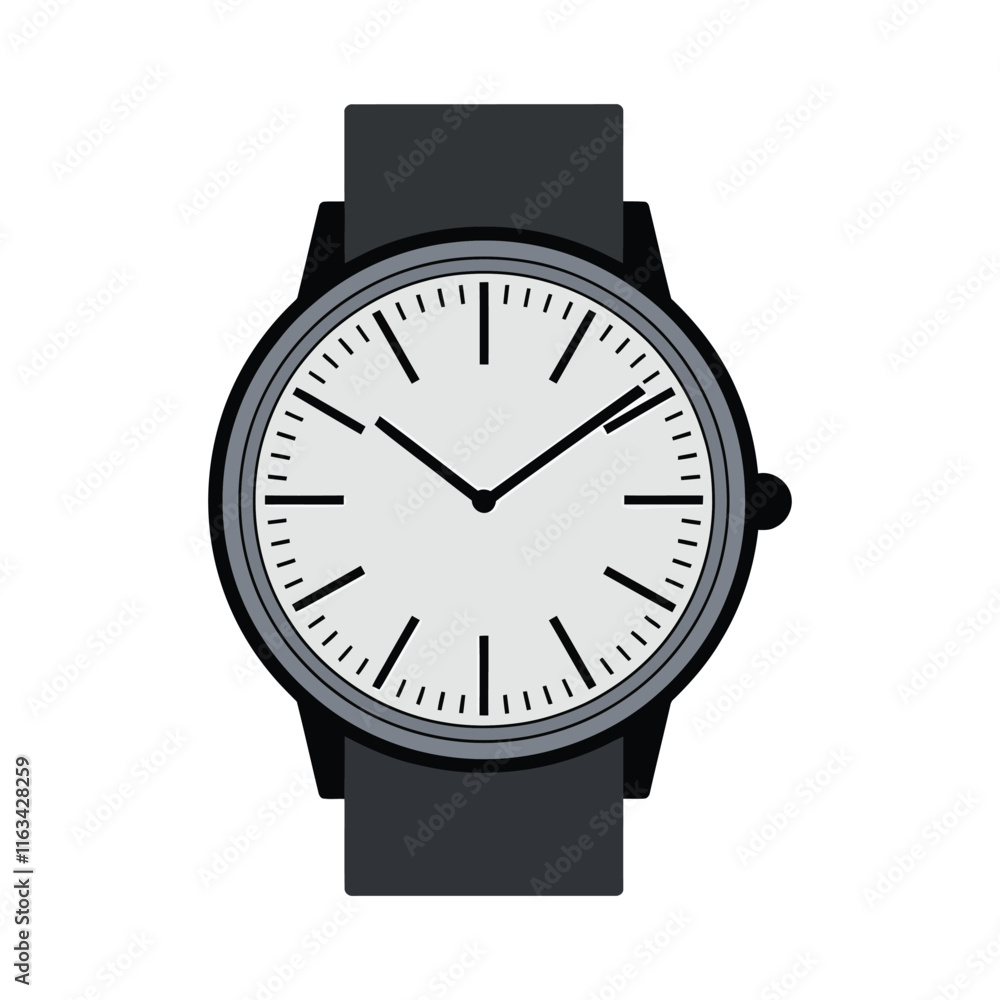 Modern Minimalist Wristwatch Vector, Men Hand Watch Vector Illustration isolated on white background Modern Minimalist Wristwatch Vector, Men Hand Watch Vector Illustration isolated on white background
