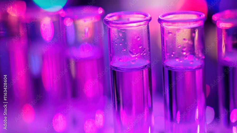 Colorful Abstract View of Test Tubes Filled with Liquid Against a Vibrant Background Evoking a Scientific Laboratory Atmosphere Colorful Abstract View of Test Tubes Filled with Liquid Against a Vibrant Background Evoking a Scientific Laboratory Atmosphere