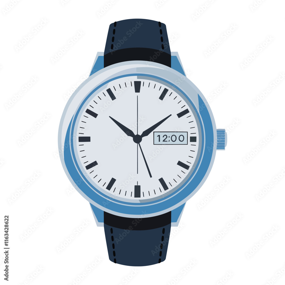 Modern Minimalist Wristwatch Vector, Men Hand Watch Vector Illustration isolated on white background Modern Minimalist Wristwatch Vector, Men Hand Watch Vector Illustration isolated on white background