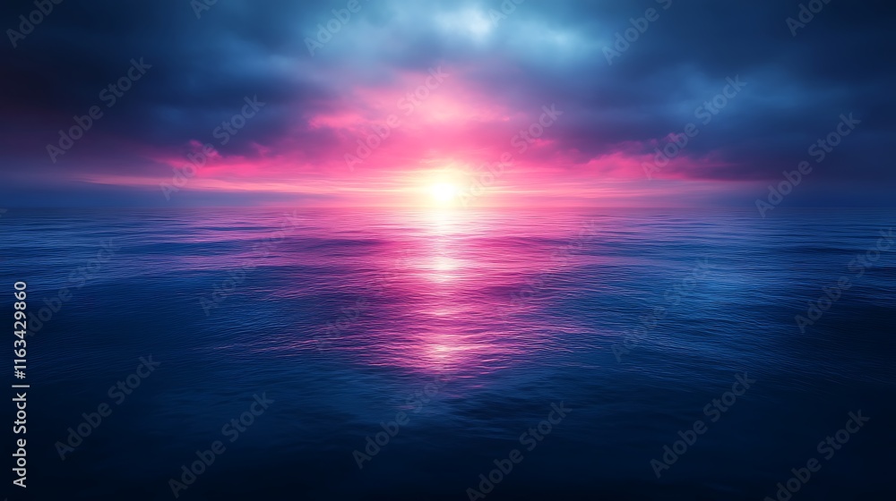Obraz premium Serene Ocean Sunset with Pink and Blue Hues