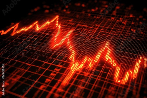 Wallpaper Mural Red Illuminated Stock Market Data Graph Display Torontodigital.ca