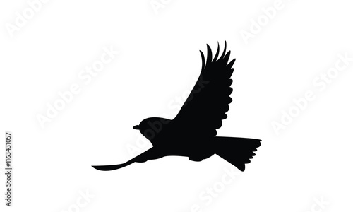 Flying Tit  Bird Silhouette Design  And Vector Illustration. 