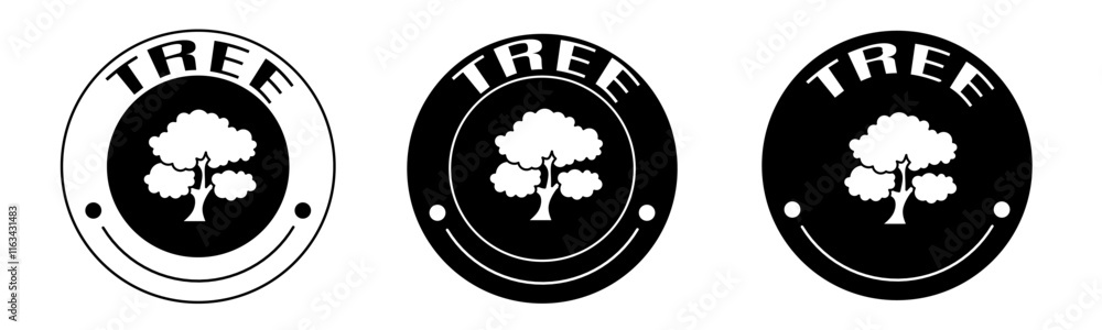 Black and white illustration of tree icon in flat. Stock vector. Black and white illustration of tree icon in flat. Stock vector.