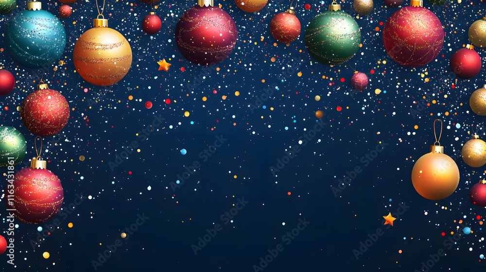 Festive Christmas Ornaments and Confetti Celebration Festive Christmas Ornaments and Confetti Celebration