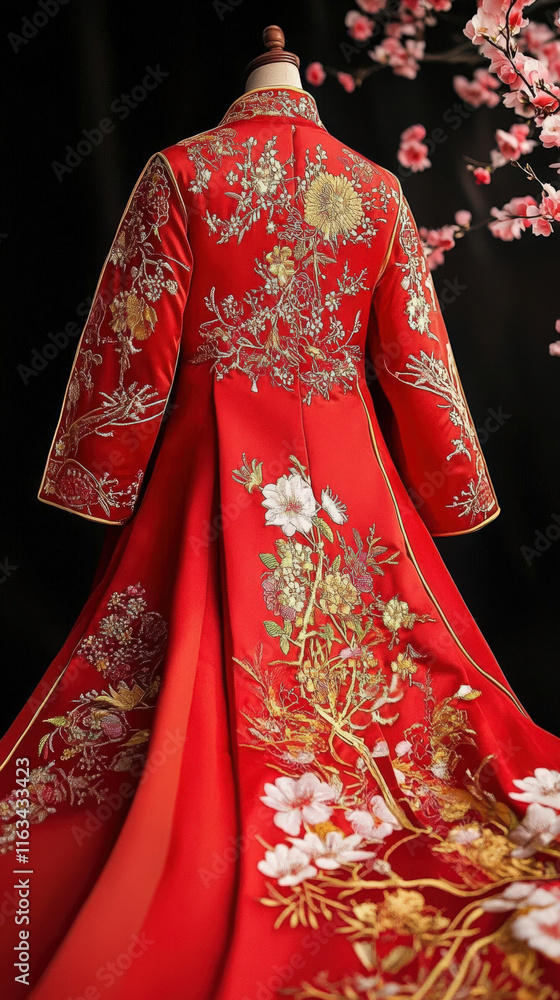 Naklejka premium Chinese style dresses displayed on upright hangers