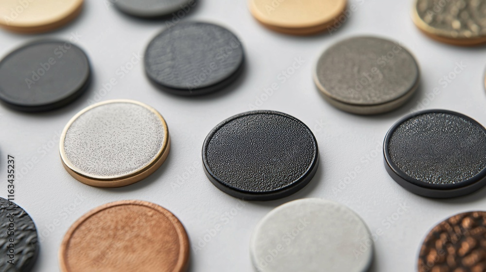 An isolated badge mockup on a pristine surface features diverse designs and textures, perfect for branding showcases, product labels, and promotional materials. An isolated badge mockup on a pristine surface features diverse designs and textures, perfect for branding showcases, product labels, and promotional materials.