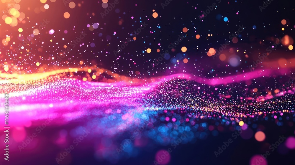 Fototapeta premium Splatter abstract background idea. Colorful abstract waves of light creating a mesmerizing visual effect in digital design.