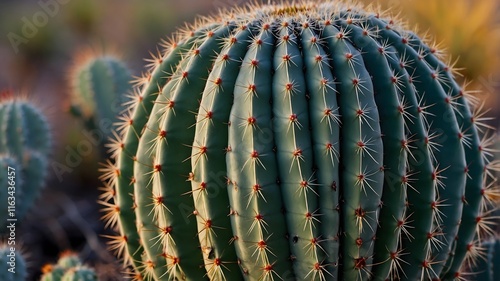 Macro Close-Up of a Prickly Cactus: Focused Thorns on a Desert Plant Wallpaper and Screensaver photo