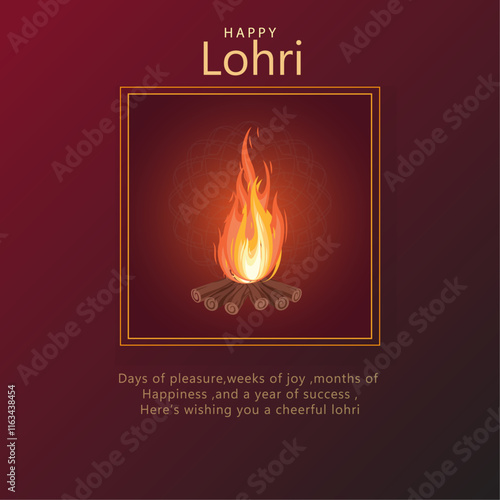 illustration of Happy Lohri holiday background for Punjabi sikh festival flyer poster banner creative greeting