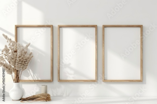 Front view mockup with decor elements  flowers  and copy space.