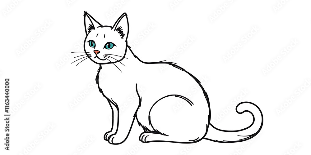 A thick-lined doodle of a cat sitting gracefully with a curled tail and upright ears, drawn in simple outlines without any fill color, on a plain white background.
A thick-lined doodle of a cat sitting gracefully with a curled tail and upright ears, drawn in simple outlines without any fill color, on a plain white background.