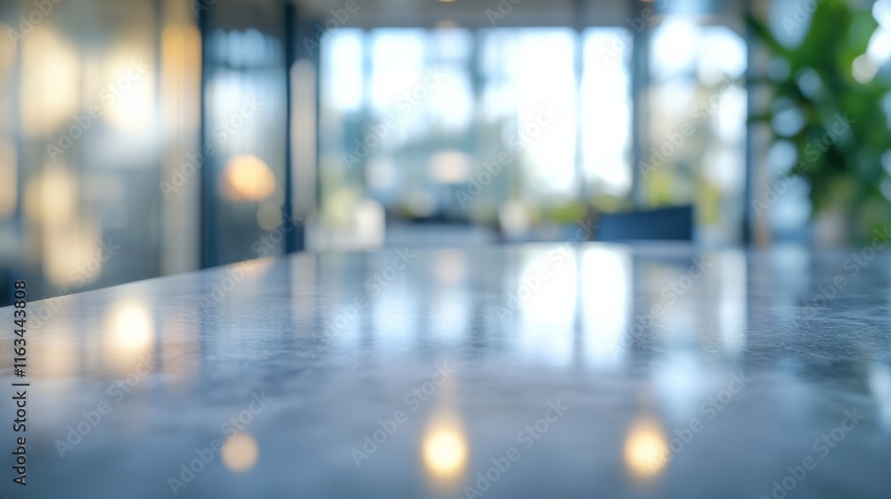 Bokeh effect in an office interior with marble stone tabletop for product display. Concept Bokeh Effect, Office Interior, Marble Stone Tabletop, Product Display, Photography Bokeh effect in an office interior with marble stone tabletop for product display. Concept Bokeh Effect, Office Interior, Marble Stone Tabletop, Product Display, Photography