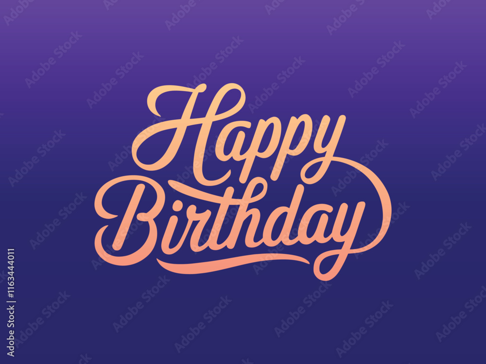 Obraz premium Beautiful luxury Happy Birthday text on blue gradient background vector template