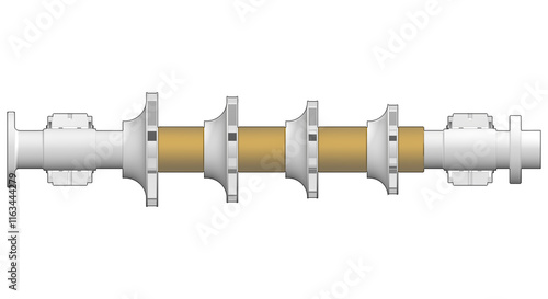 Centrifugal compressor rotor turbomachinery illustration showing multiple impellers
