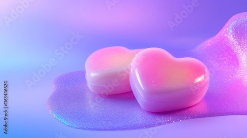 Heart-shaped soap bars in pastel tones. Generative AI photo