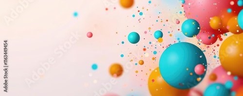 Splatter abstract background idea. Colorful abstract spheres creating a vibrant background for modern designs.