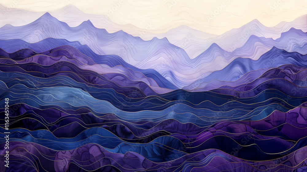 Obraz premium Abstract Gradient Mountain Landscape Art in Chinese Aesthetic Silk Texture 