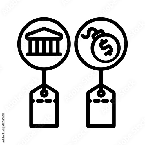 Vector black line icon for Tax debt