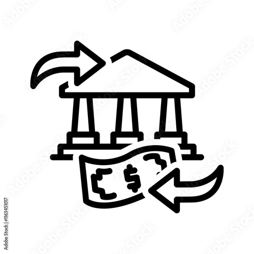 Vector black line icon for Transact