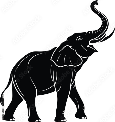 Elephant silhouette vector illustration, black Elephant vector, Elephant line art vector