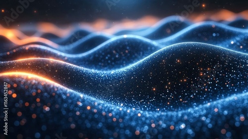 Abstract Glowing Particle Wave Background - Digital Art