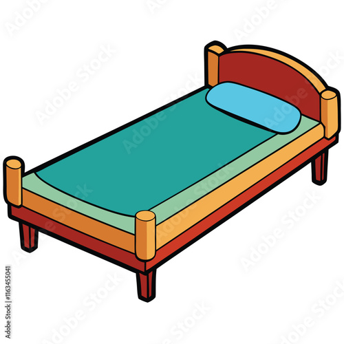 Bed flat style vector isolated illustration white background