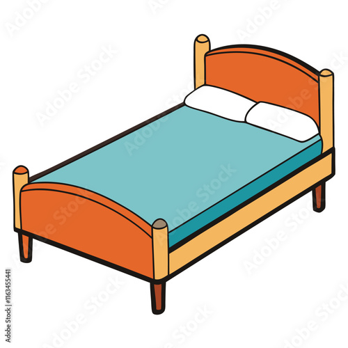 Bed flat style vector isolated illustration white background